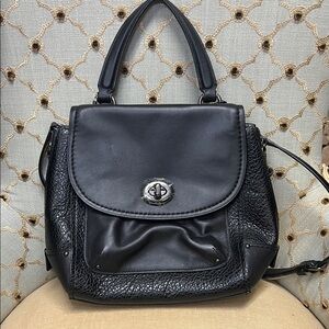 Coach Black Leather Backpack
